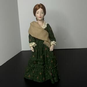 Franklin Heirloom Dolls 12" Abagail N.H. #6 Porcelain Doll Colonial With Stand